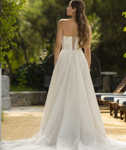 Zephyra Helen Kesim Tül Kalp Yaka Romantik Gelinlik