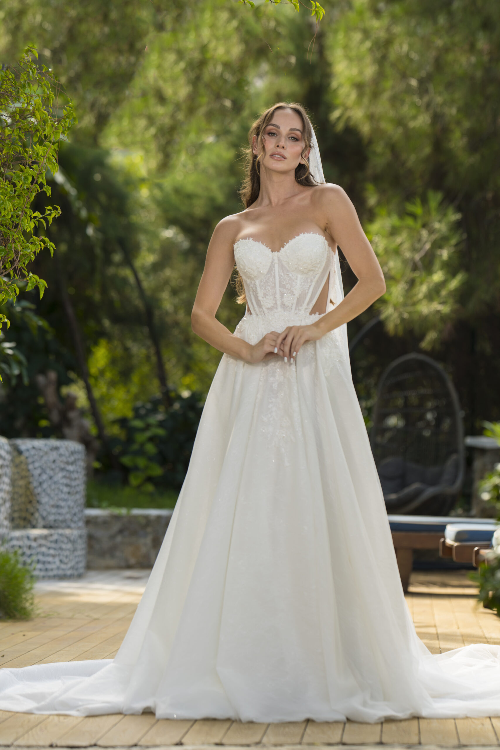 Zephyra Helen Kesim Tül Kalp Yaka Romantik Gelinlik