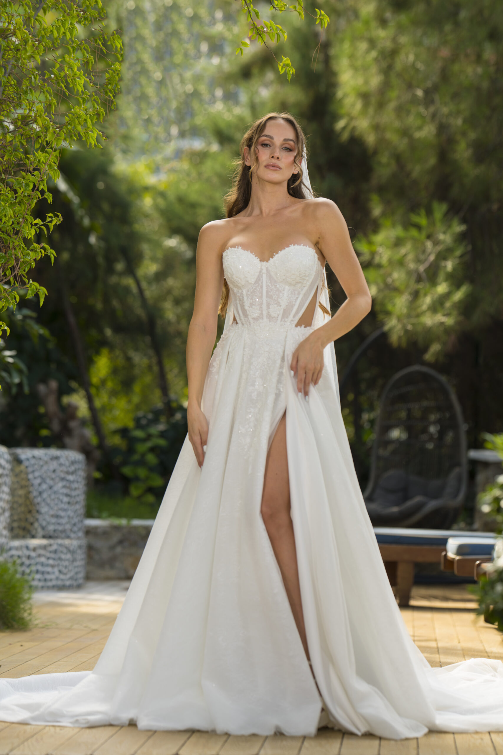 Zephyra Helen Kesim Tül Kalp Yaka Romantik Gelinlik - Görsel 4