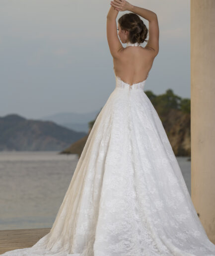 Avelin A Kesim Fransız Dantelli Hakim Yaka Zarif Gelinlik