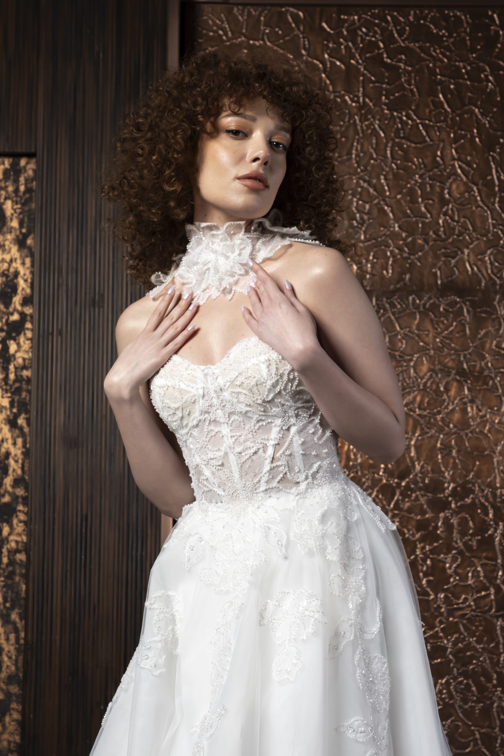 Evelisse Helen Kesim Tül Bohem Kalp Yaka Zarif Gelinlik - Görsel 3