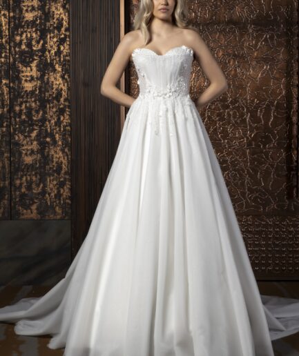 Irina Helen Kesim Tül Bohem Kalp Yaka Zarif Gelinlik