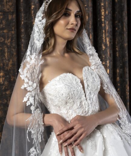 Isadora Prenses Kesim Kalp Yaka Dantelli Zarif Gelinlik