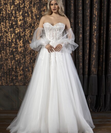 Fiorenza Bohem Zarafetin Akışkan Yorumu Helen Kesim Balon Kollu Romantik Gelinlik