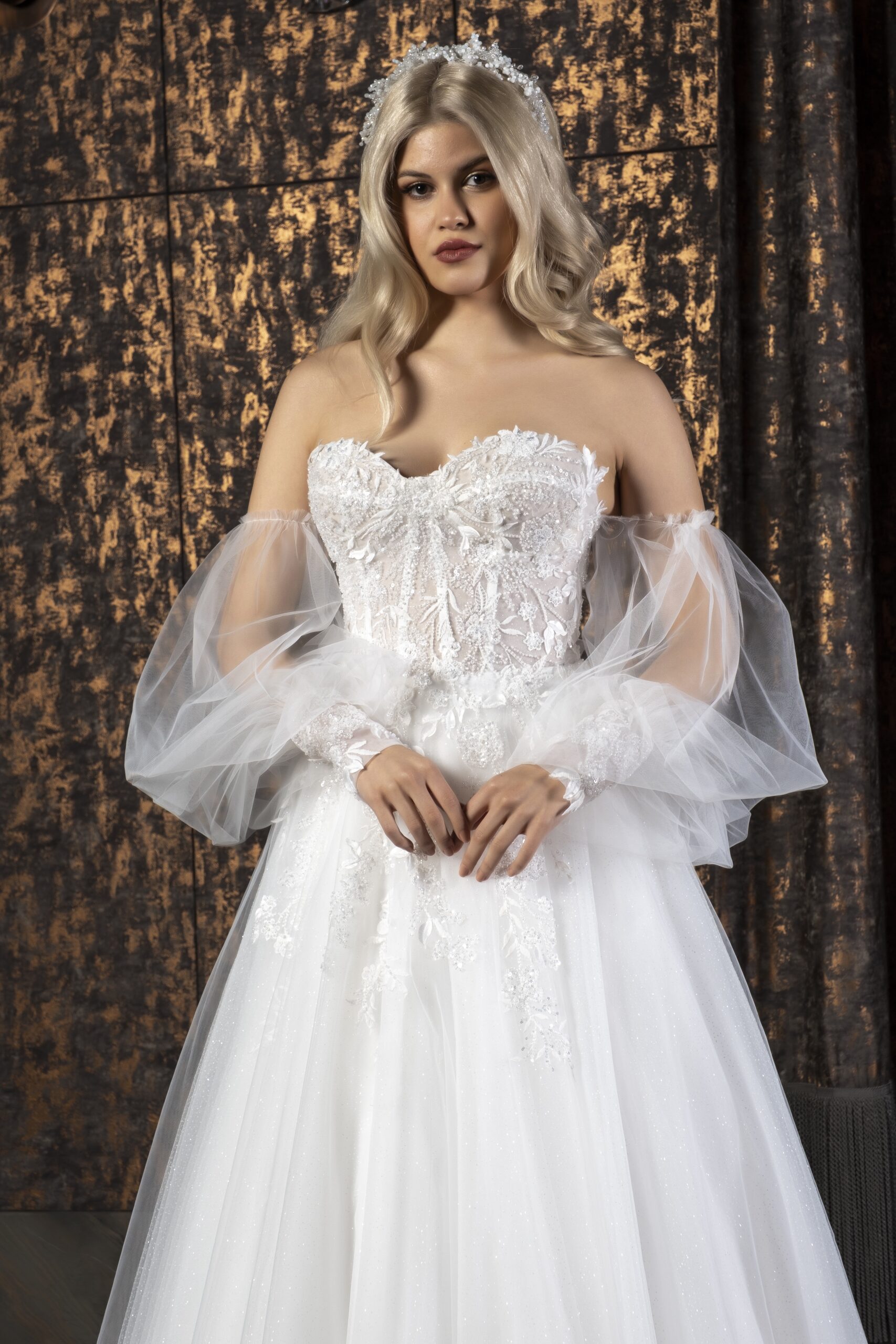 Fiorenza Bohem Zarafetin Akışkan Yorumu Helen Kesim Balon Kollu Romantik Gelinlik - Görsel 4