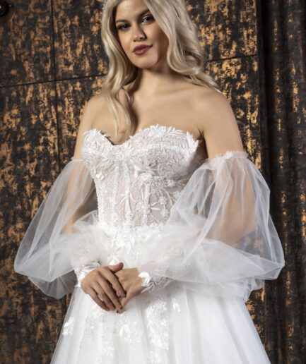 Fiorenza Bohem Zarafetin Akışkan Yorumu Helen Kesim Balon Kollu Romantik Gelinlik