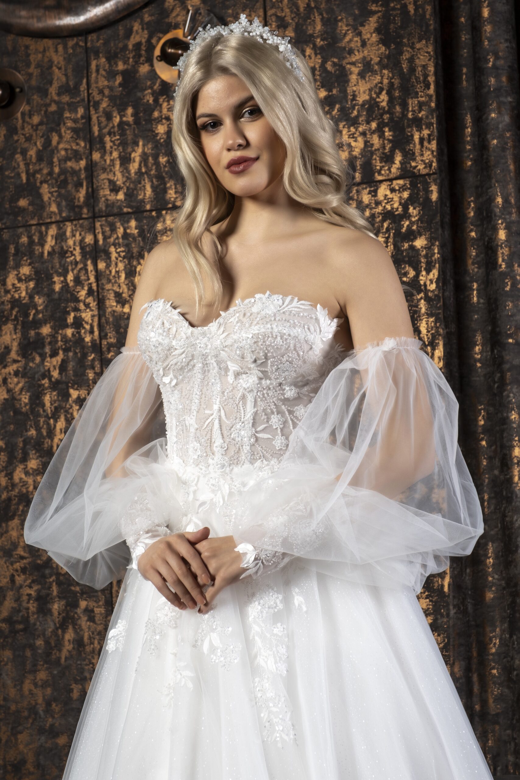 Fiorenza Bohem Zarafetin Akışkan Yorumu Helen Kesim Balon Kollu Romantik Gelinlik - Görsel 2