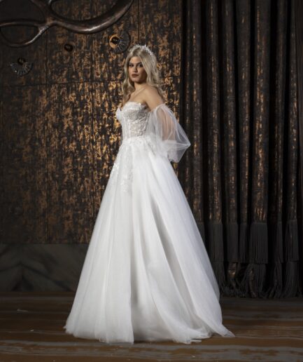 Fiorenza Bohem Zarafetin Akışkan Yorumu Helen Kesim Balon Kollu Romantik Gelinlik