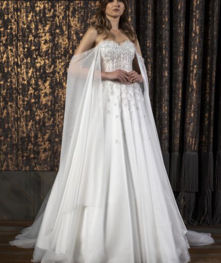 Kallia Düşük Kollu Tül Helen Kesim Bohem Gelinlik