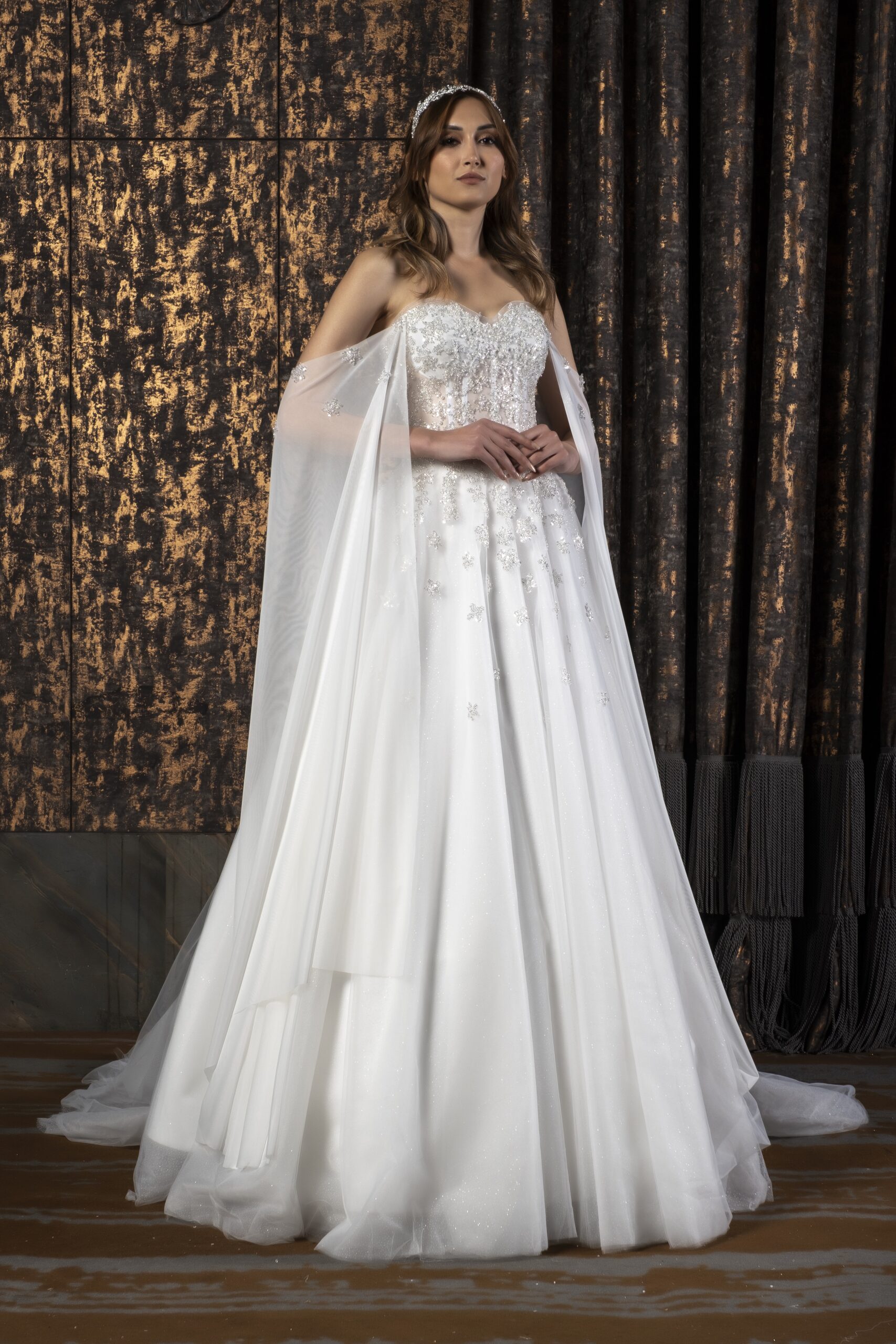 Kallia Düşük Kollu Tül Helen Kesim Bohem Gelinlik - Görsel 3