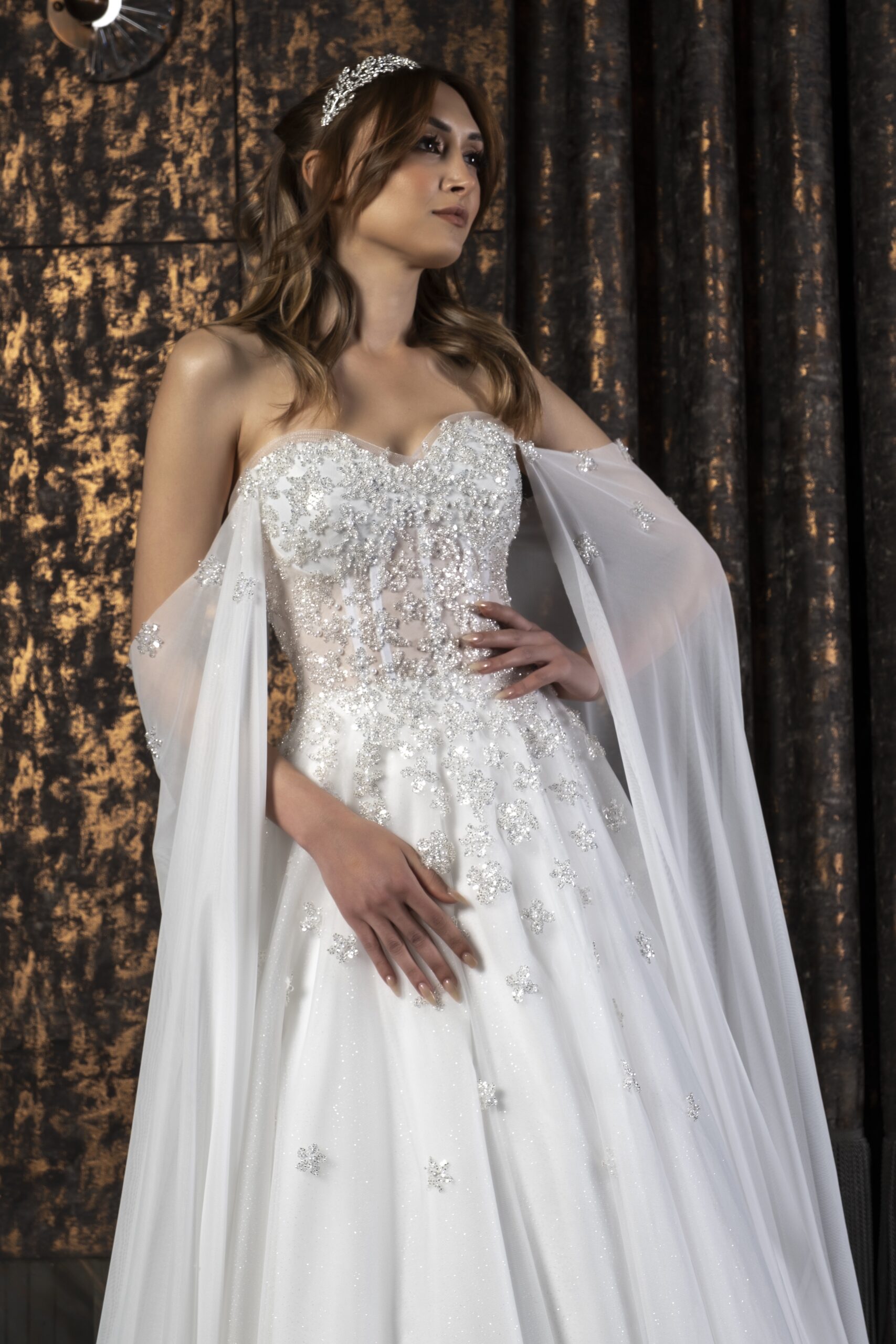 Kallia Düşük Kollu Tül Helen Kesim Bohem Gelinlik - Görsel 2