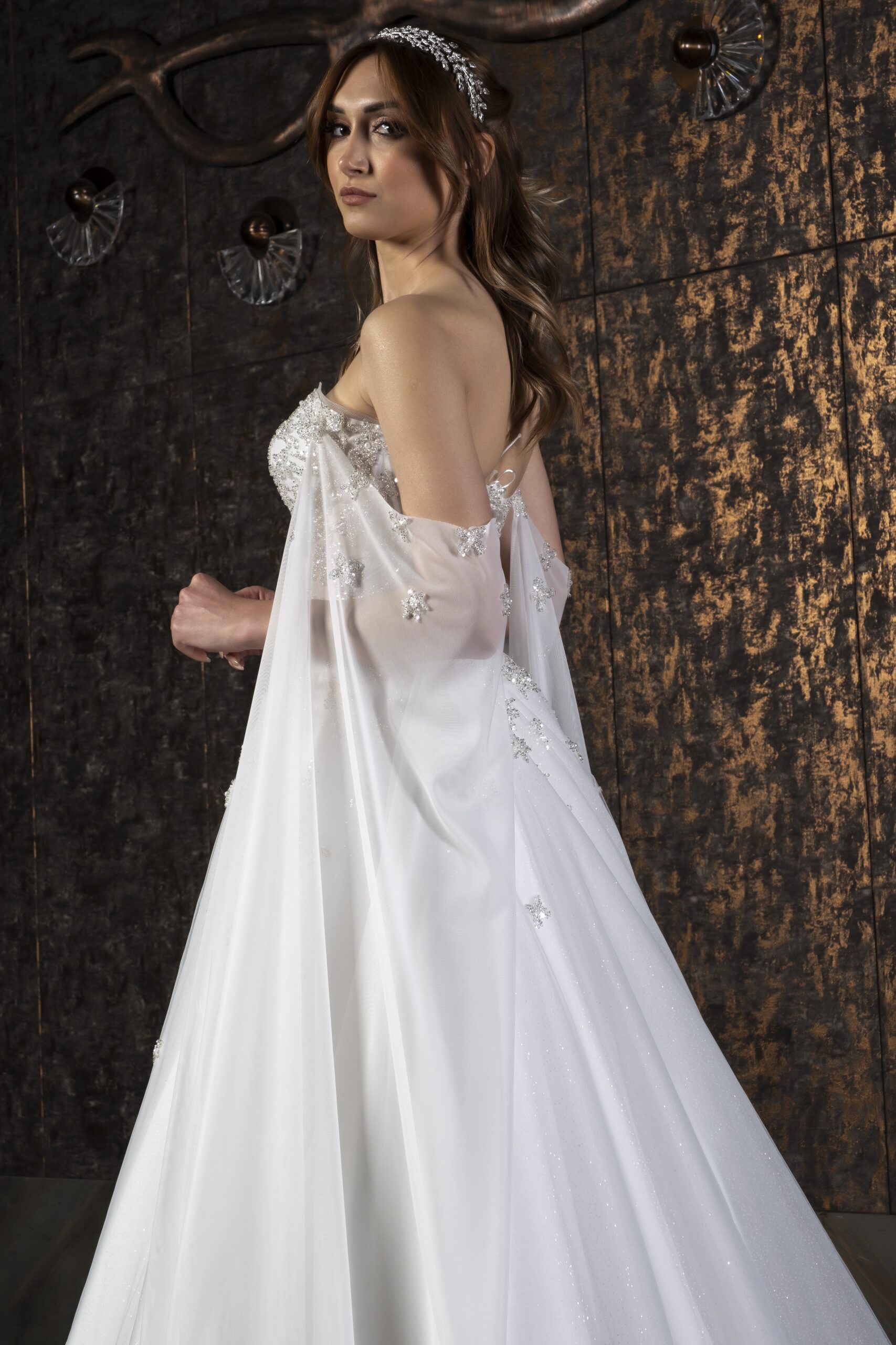 Kallia Düşük Kollu Tül Helen Kesim Bohem Gelinlik - Görsel 4