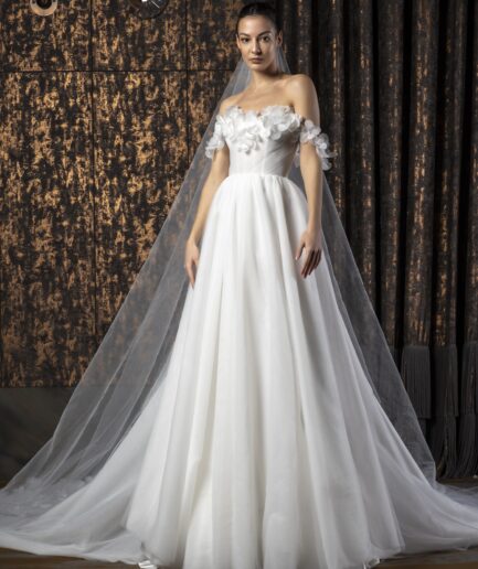 Roselyn Bohem Tül Helen Kesim Düşük Kol Romantik Gelinlik