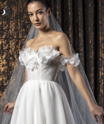 Roselyn Bohem Tül Helen Kesim Düşük Kol Romantik Gelinlik