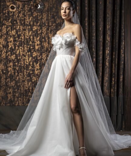 Roselyn Bohem Tül Helen Kesim Düşük Kol Romantik Gelinlik