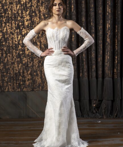 Saphira Balık / Uzun Kollu / Fransız Dantelli Gelinlik - SE2447