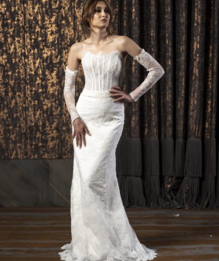 Saphira Balık / Uzun Kollu / Fransız Dantelli Gelinlik - SE2447