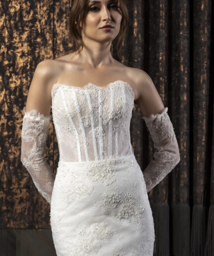 Saphira Balık / Uzun Kollu / Fransız Dantelli Gelinlik - SE2447