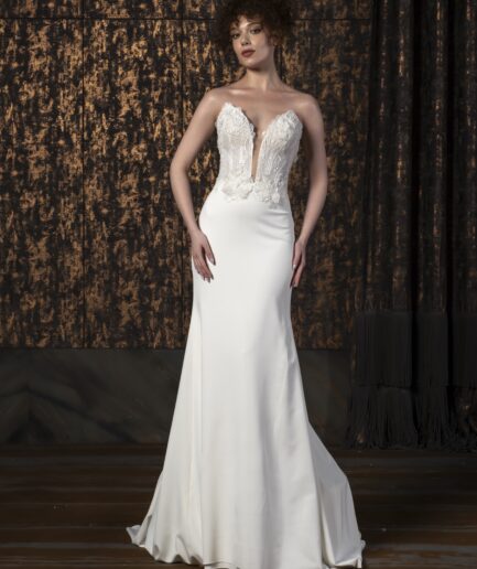 Valleria Balık / Saten / Sade / Kalp Yaka Gelinlik - SE2448