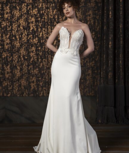 Valleria Balık / Saten / Sade / Kalp Yaka Gelinlik - SE2448