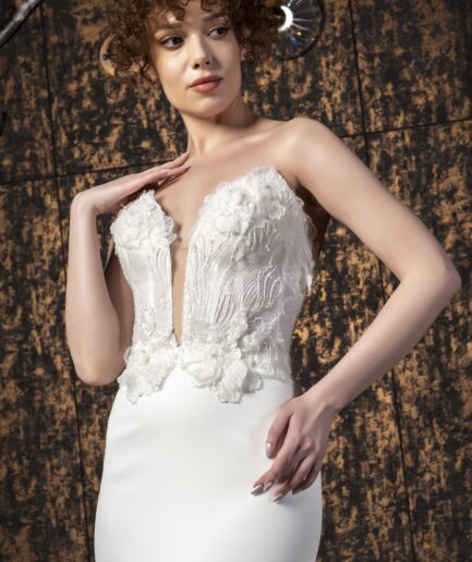 Valleria Balık / Saten / Sade / Kalp Yaka Gelinlik - SE2448