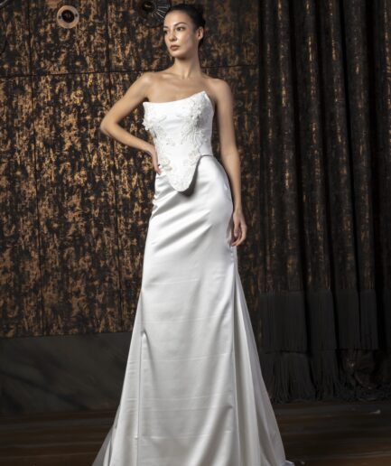 Maribel Balık / Saten / Sade / Straplez Yaka Gelinlik - SE2450