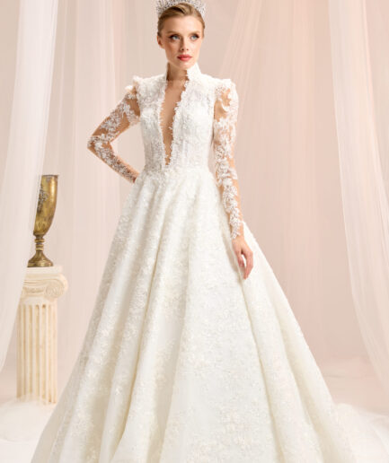 Armina A Kesim / Uzun Kollu / Dantelli / Hahim Yaka Gelinlik - SE2461