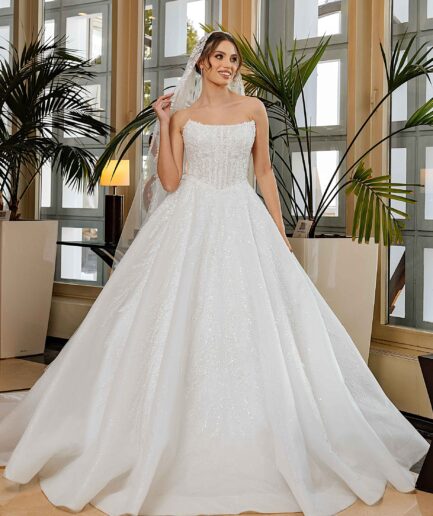 Evania Prenses / Dantelli / Straplez Yaka Gelinlik - SE2502