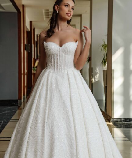 Noressa Prenses / Dantelli / Straplez Yaka Gelinlik - SE2504