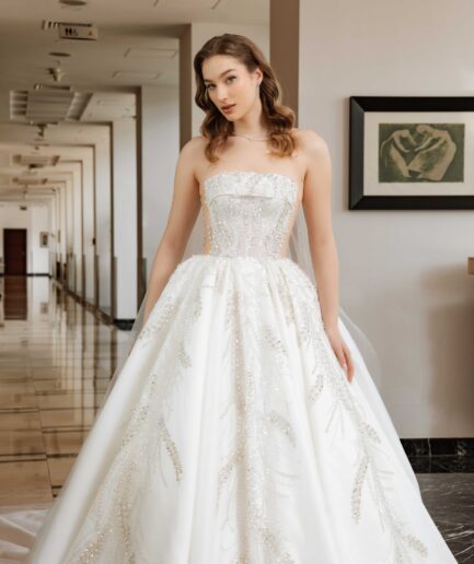 Avenia Prenses / Dantelli / Straplez Yaka Gelinlik - SE2517