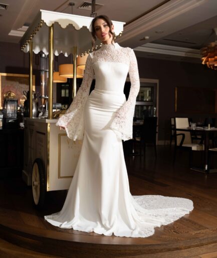 Althea Balık / Saten / Sade / Hahim Yaka Gelinlik - SE2526