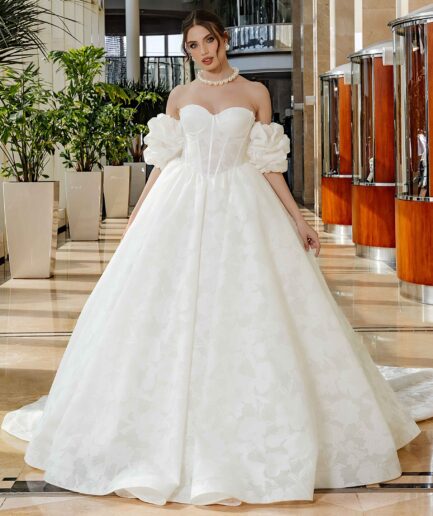 Lumera Prenses / Balon Kol / Saten / Kalp Yaka Gelinlik - SE2530