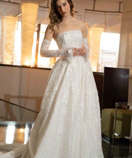 Lunaria Helen Kesim / Dantelli / Straplez Yaka Gelinlik - SE2539