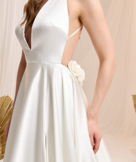 Selora Saten Helen Kesim Hakim Yaka Minimal Zarif Gelinlik